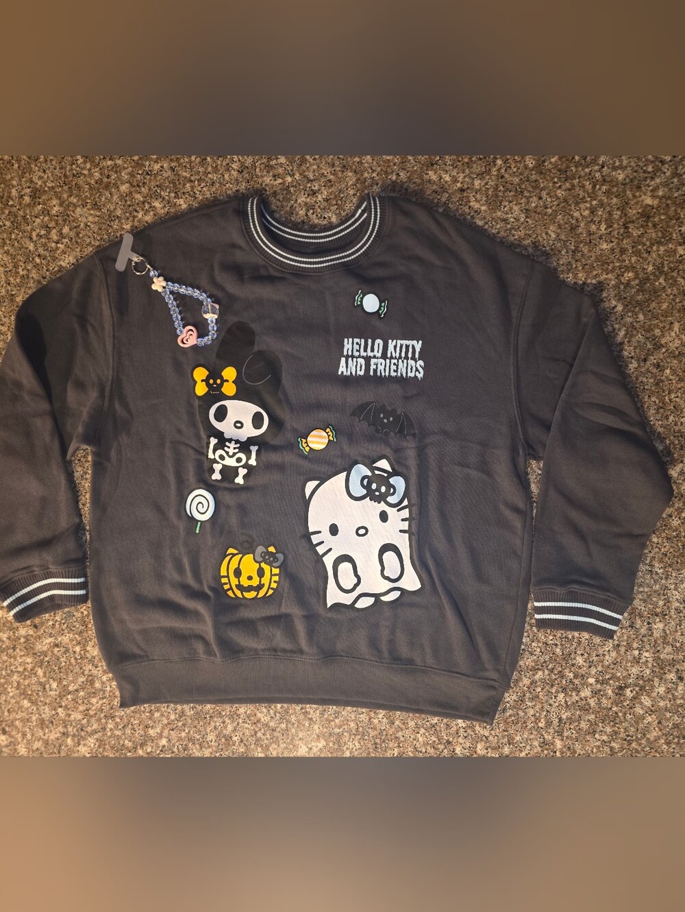 Hello Kitty and Friends Halloween Sweatshirt & Phone Charm Bundle